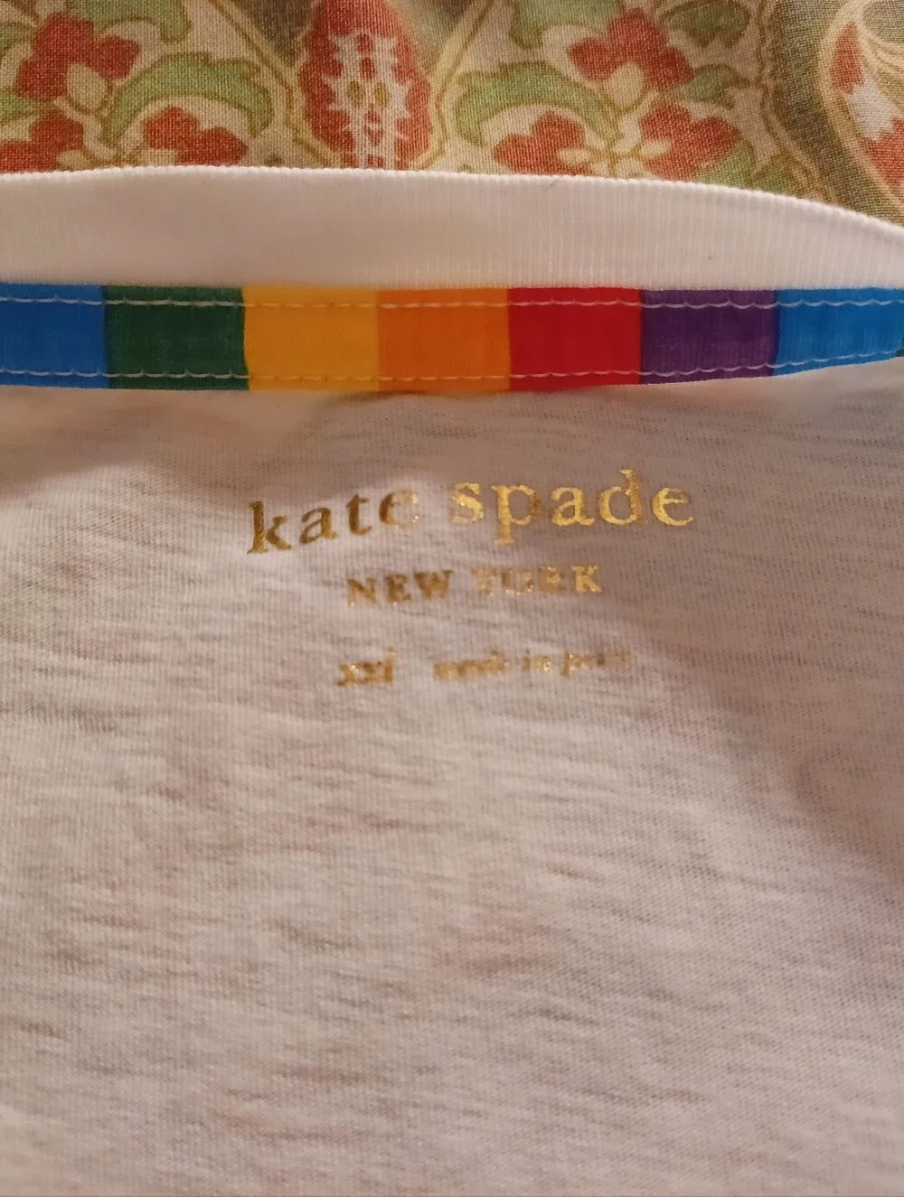 Kate Spade New York women's xxl white cotton Rainbow Pride Tshirt